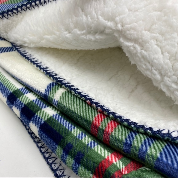 Tommy Hilfiger Plaid Sherpa Throw Blanket Holiday - Picture 7 of 8